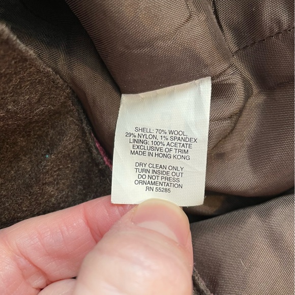 Y2K Express Wool Blend A Line Sequin Beaded Skirt Size 6 Brown & Blush Pink - Picture 11 of 13